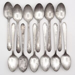 Vintage Sears Roebuck Fashion Silver Plate Debut 1948 Set 12 Teaspoons / Spoons
